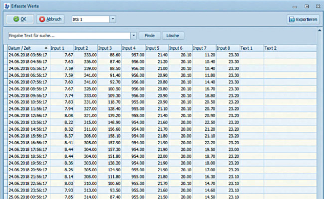 aquastar visual: Excel-Export