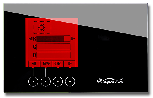 aquaview mit Bildschirm in rot eingestellt